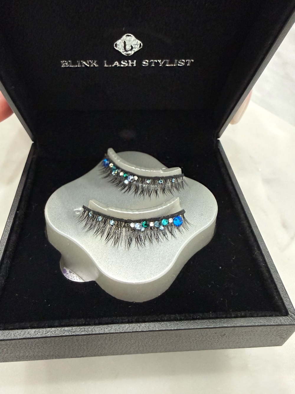 Blue Crystal Accent False Lashes